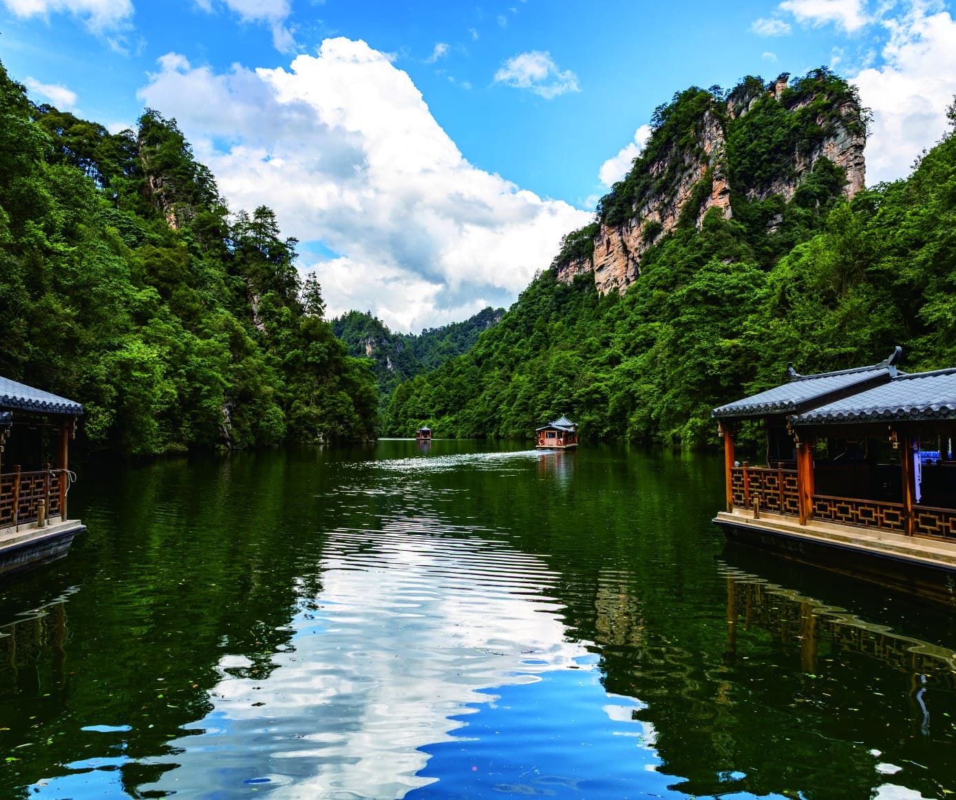 Official photograph looking from the Baofeng Lake boat landing