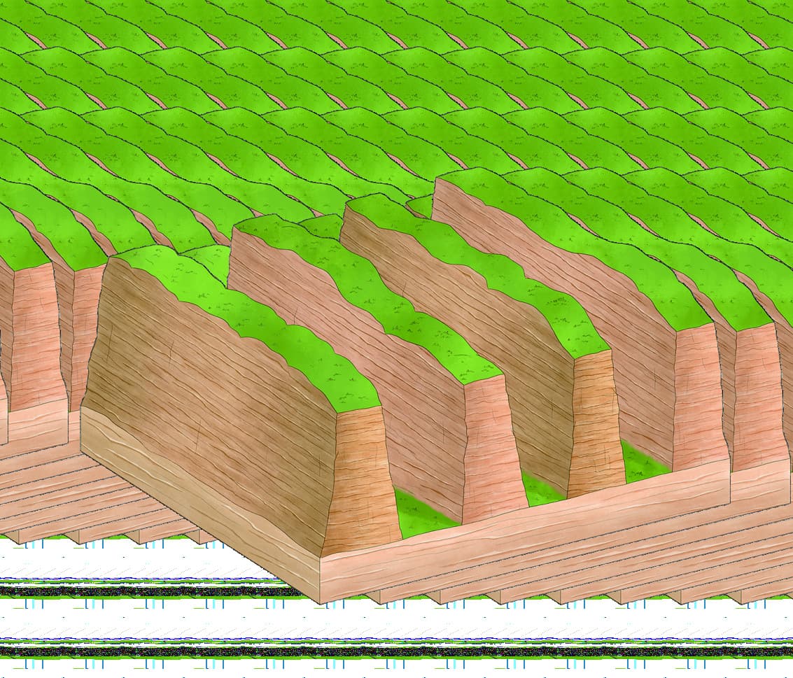 Official diagram showing deeper erosion leaving tall parallel rock walls