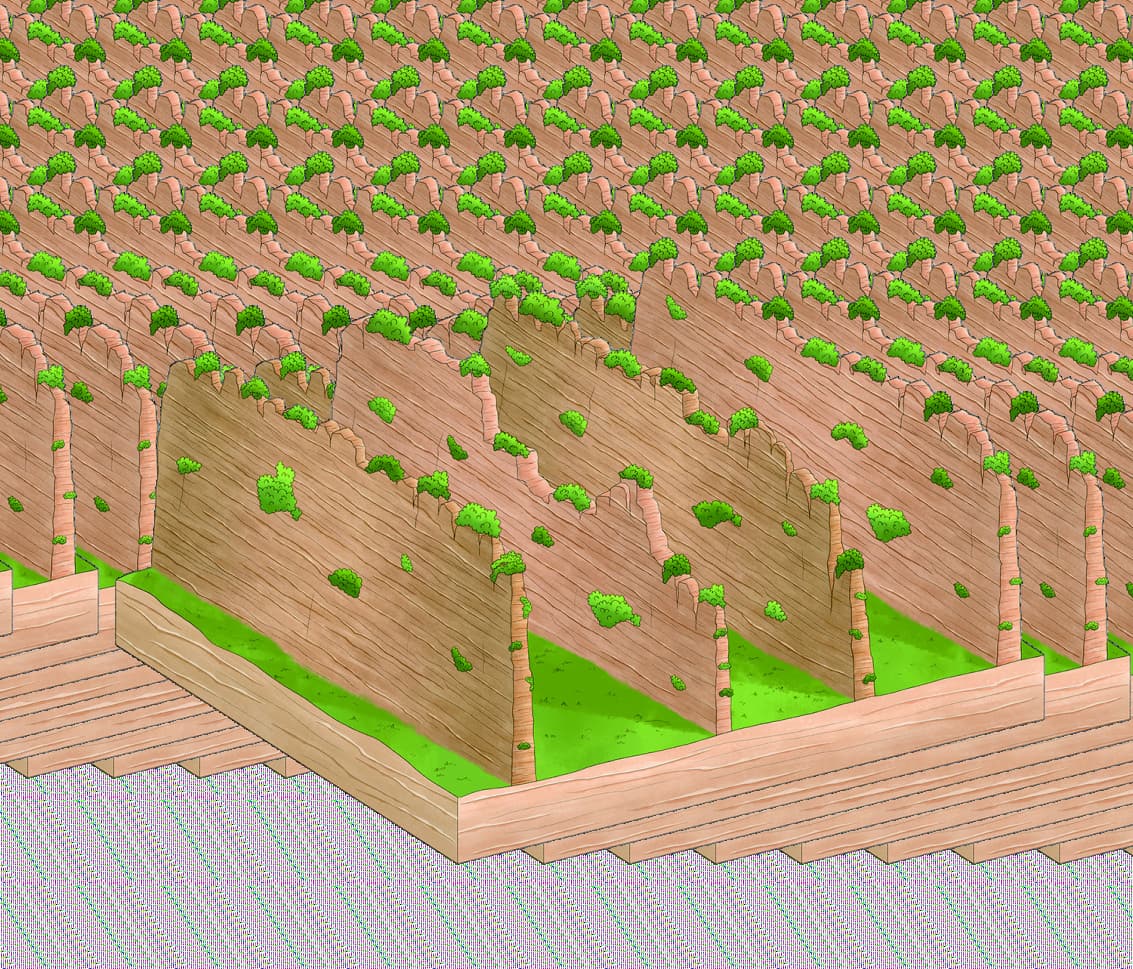 Official diagram showing peak walls divided into individual sandstone pillars