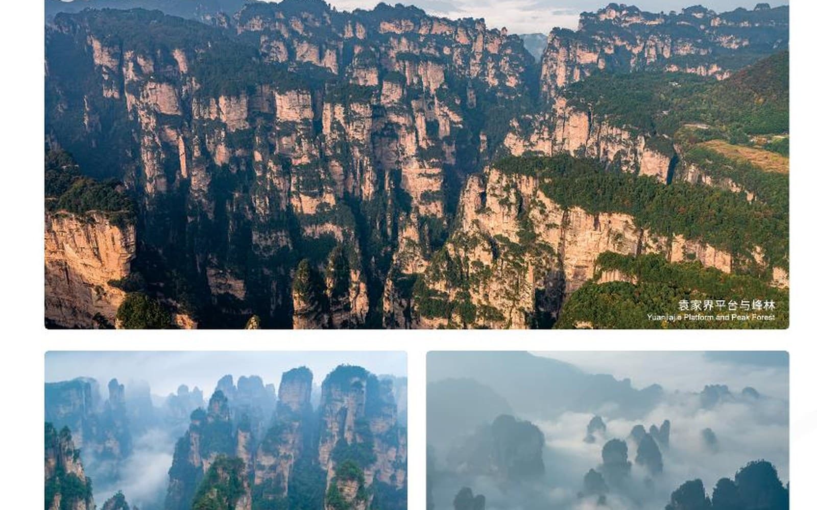 Yuanjiajie's high sandstone cliffs and pillar landscape