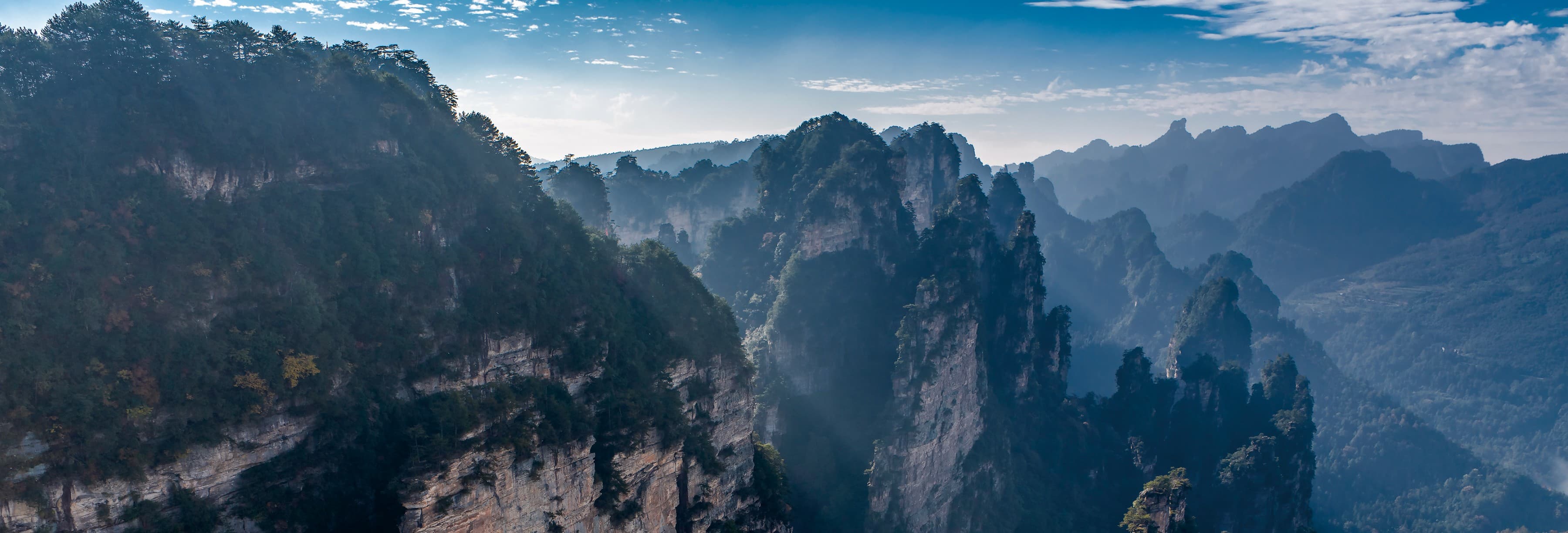 Layered Zhangjiajie peaks introducing the official recommended routes section